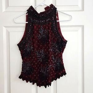 Vintage High Neck Beaded Tank
